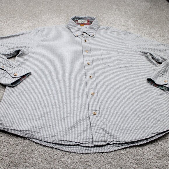 Tailor Vintage Flip Cuff Shirt Mens XL Gray Cotton/Linen Blend L/S Button Down - Picture 3 of 15